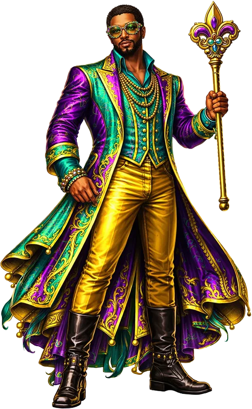 Dancer in robes with cane